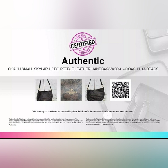 Coach Designer Small Skylar Hobo Pebble Leather Handbag Purse - Picture 8 of 8